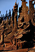 Myanmar - Mandalay, Shwe In Bin Kyaung a wonderful example of the Burmese unique teak architecture and wood-carving art. 